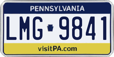 PA license plate LMG9841