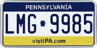 PA license plate LMG9985