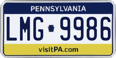 PA license plate LMG9986