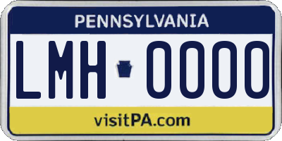 PA license plate LMH0000