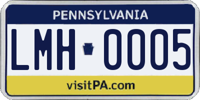 PA license plate LMH0005