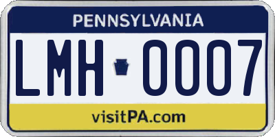 PA license plate LMH0007