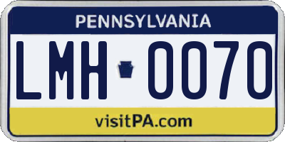 PA license plate LMH0070