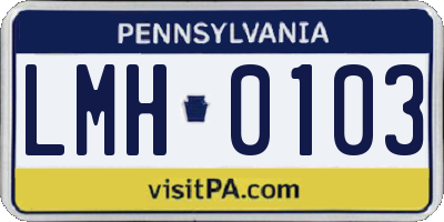 PA license plate LMH0103