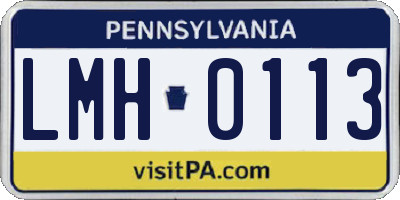 PA license plate LMH0113