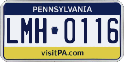 PA license plate LMH0116