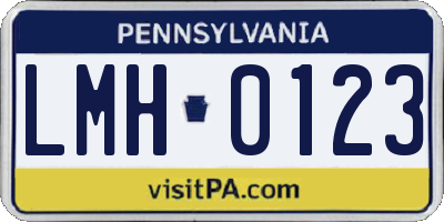 PA license plate LMH0123