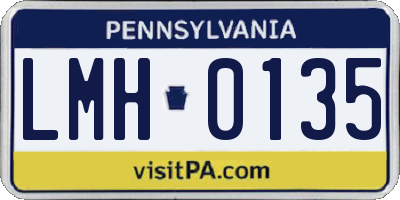 PA license plate LMH0135