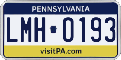 PA license plate LMH0193