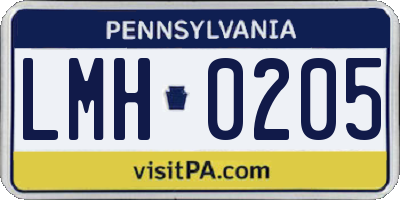 PA license plate LMH0205