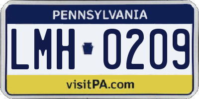 PA license plate LMH0209