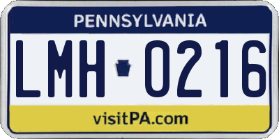 PA license plate LMH0216