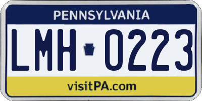 PA license plate LMH0223