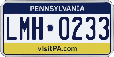 PA license plate LMH0233