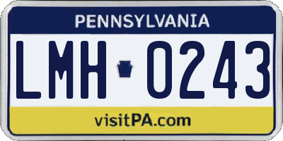 PA license plate LMH0243