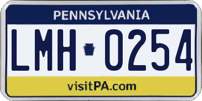 PA license plate LMH0254