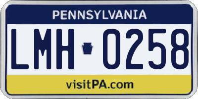 PA license plate LMH0258