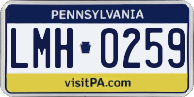 PA license plate LMH0259