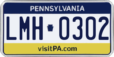 PA license plate LMH0302
