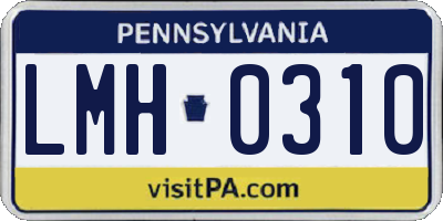 PA license plate LMH0310