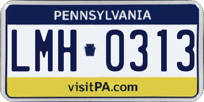 PA license plate LMH0313