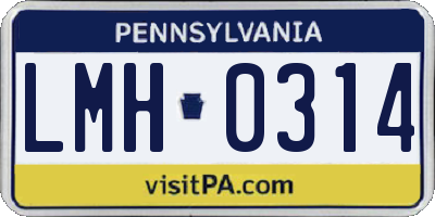 PA license plate LMH0314