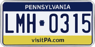PA license plate LMH0315
