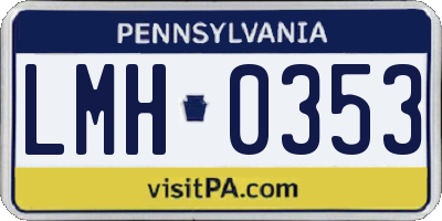 PA license plate LMH0353