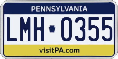 PA license plate LMH0355
