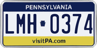 PA license plate LMH0374