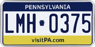 PA license plate LMH0375
