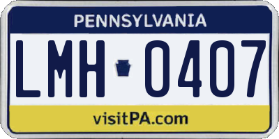 PA license plate LMH0407