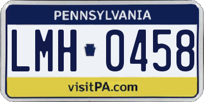 PA license plate LMH0458