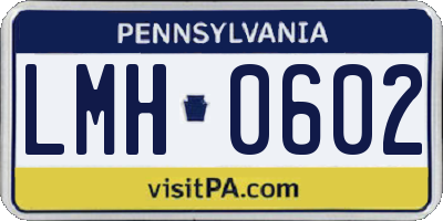 PA license plate LMH0602
