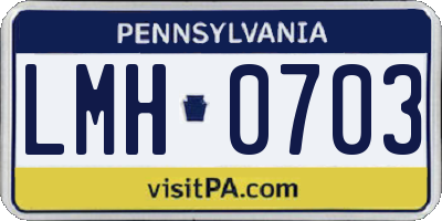 PA license plate LMH0703