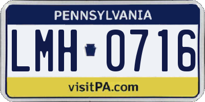 PA license plate LMH0716