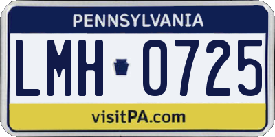 PA license plate LMH0725