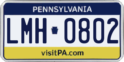 PA license plate LMH0802