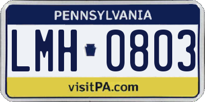 PA license plate LMH0803