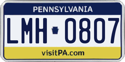 PA license plate LMH0807