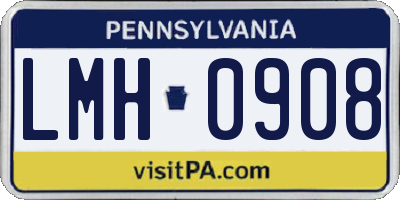 PA license plate LMH0908