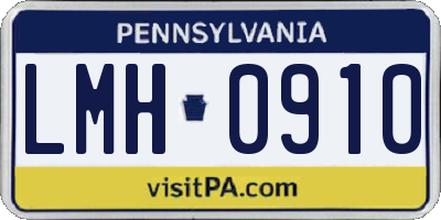 PA license plate LMH0910