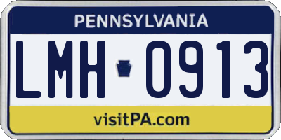 PA license plate LMH0913
