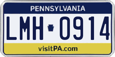 PA license plate LMH0914