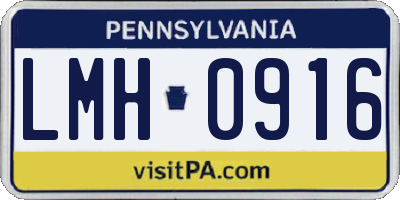 PA license plate LMH0916
