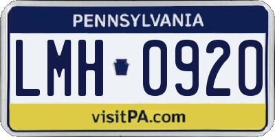 PA license plate LMH0920