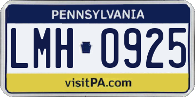 PA license plate LMH0925
