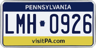PA license plate LMH0926