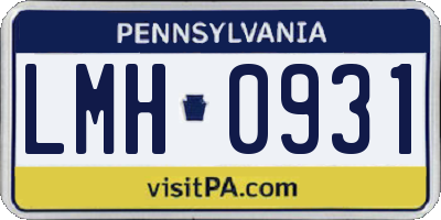 PA license plate LMH0931