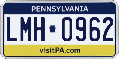 PA license plate LMH0962